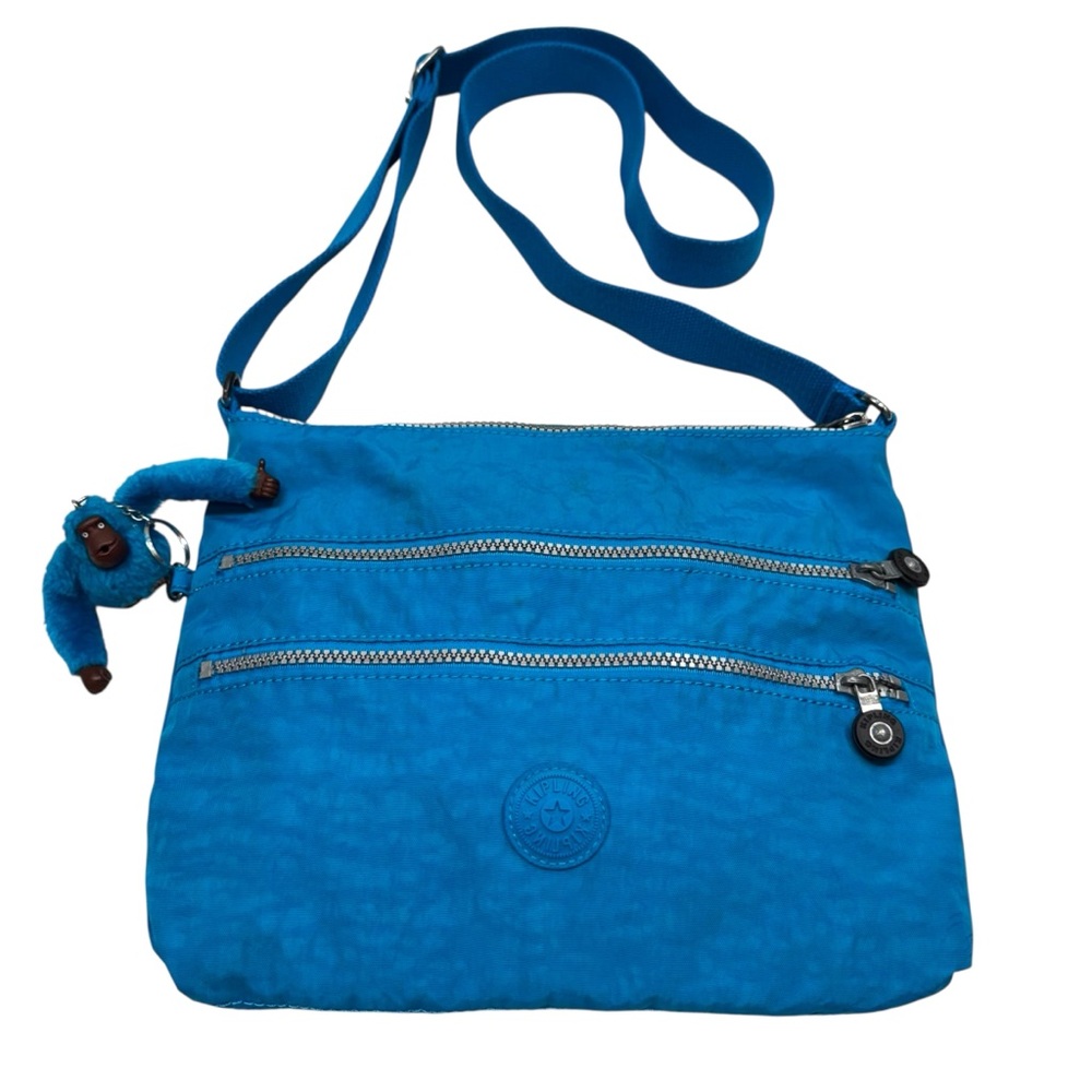 Kipling Alvar Crossbody Bag Purse Havana Blue Monkey 12”x9” Travel Streetwear
